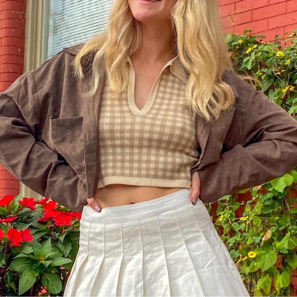Plaid/ Gingham collared cropped tank